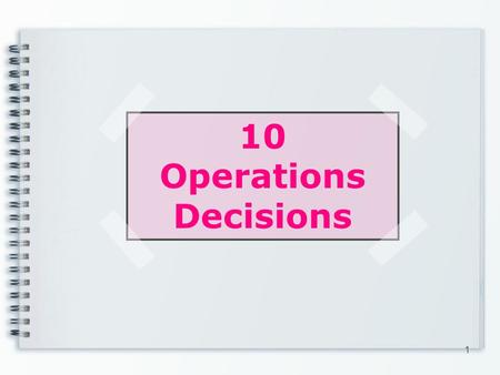 10 Operations Decisions 1. How the 10 operations decisions below are applied in Mango? Goods & service design Quality Process & capacity design Location.