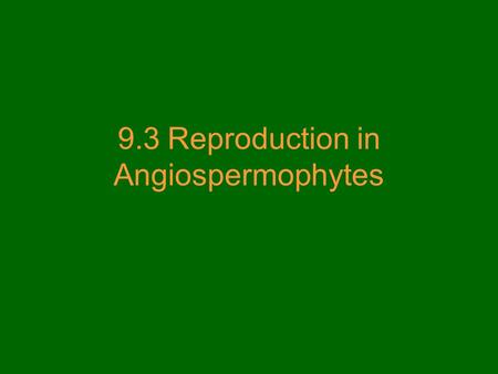 9.3 Reproduction in Angiospermophytes