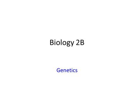 Biology 2B Genetics.