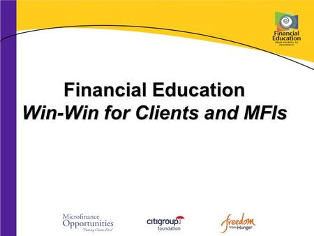 Financial Education Win-Win for Clients and MFIs.