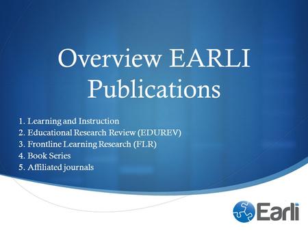 Overview EARLI Publications
