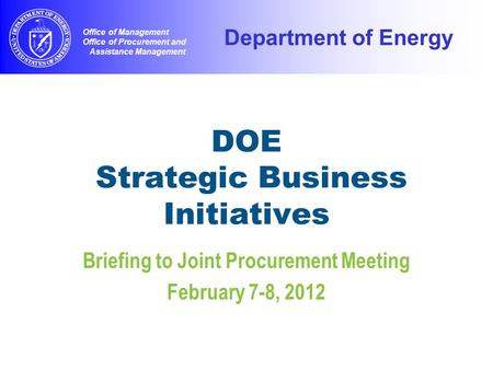 DOE Strategic Business Initiatives
