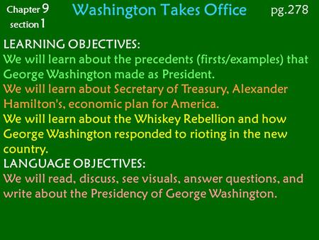 Washington Takes Office