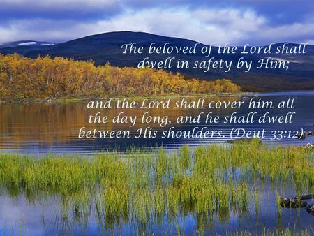 The beloved of the Lord shall dwell in safety by Him; and the Lord shall cover him all the day long, and he shall dwell between His shoulders. (Deut 33:12)