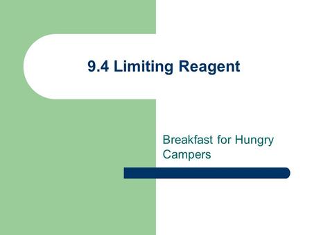 9.4 Limiting Reagent Breakfast for Hungry Campers.