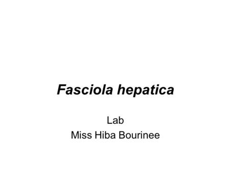 Fasciola hepatica Lab Miss Hiba Bourinee.