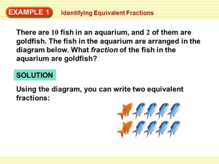 Using the diagram, you can write two equivalent fractions: