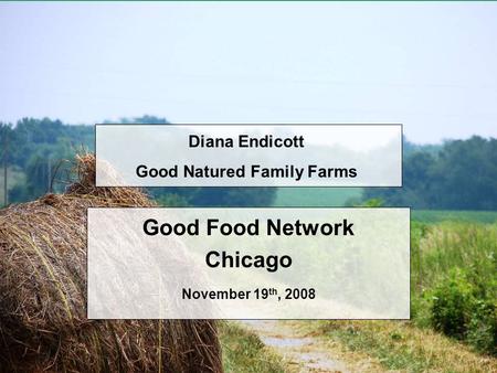 Good Food Network Chicago November 19 th, 2008 Diana Endicott Good Natured Family Farms.