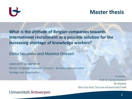1 What is the attitude of Belgian companies towards international recruitment as a possible solution for the increasing shortage of knowledge workers?