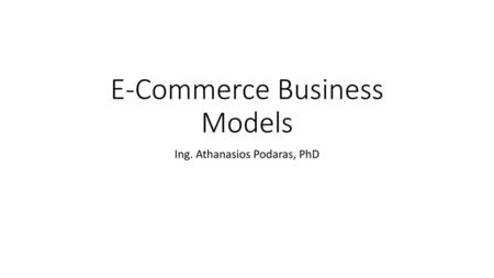 E-Commerce Business Models