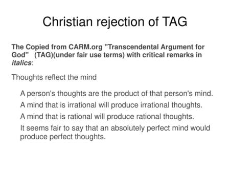 Christian rejection of TAG
