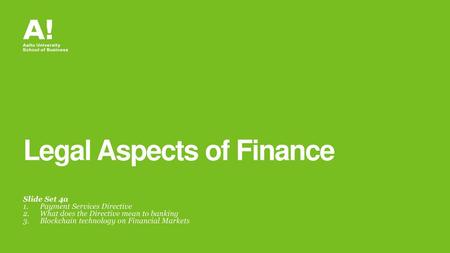 Legal Aspects of Finance