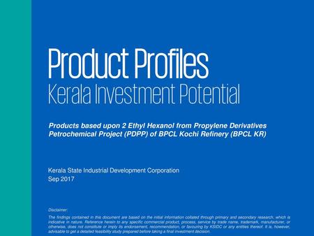Product Profiles Kerala Investment Potential