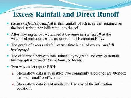 Excess Rainfall and Direct Runoff