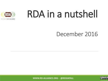 RDA in a nutshell December 2016