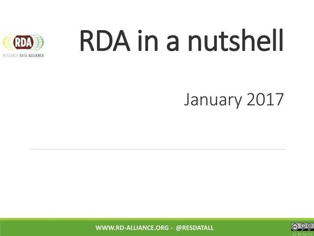 RDA in a nutshell January 2017