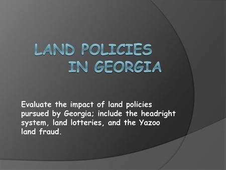 Land Policies in Georgia