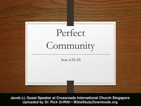 Perfect Community Acts 4:32-35