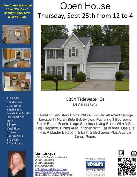 Open House Thursday, Sept 25th from 12 to 4