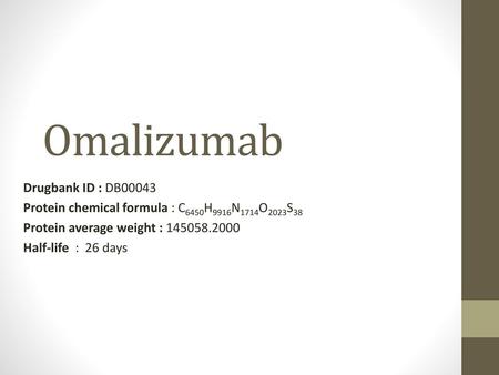 Omalizumab Drugbank ID : DB00043