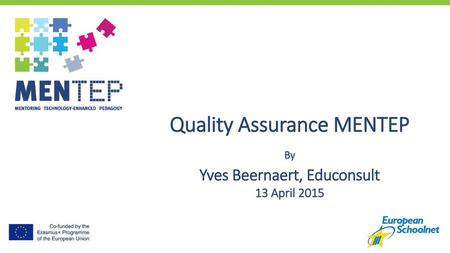 Quality Assurance MENTEP Yves Beernaert, Educonsult