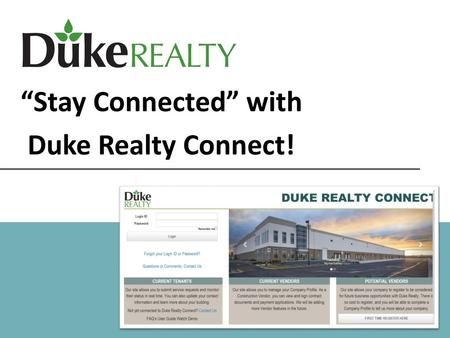 “Stay Connected” with Duke Realty Connect!