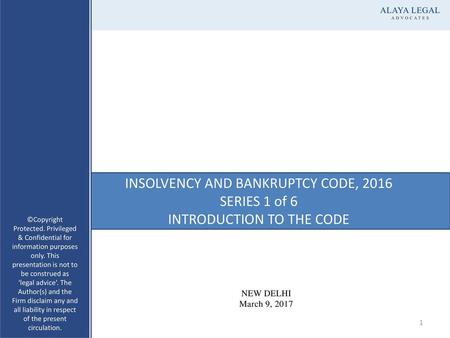 INSOLVENCY AND BANKRUPTCY CODE, 2016 SERIES 1 of 6