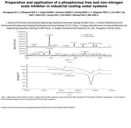 Preparation and application of a phosphorous free and non-nitrogen scale inhibitor in industrial cooling water systems Guangqing LIU 1, 2 ;Mengwei XUE.