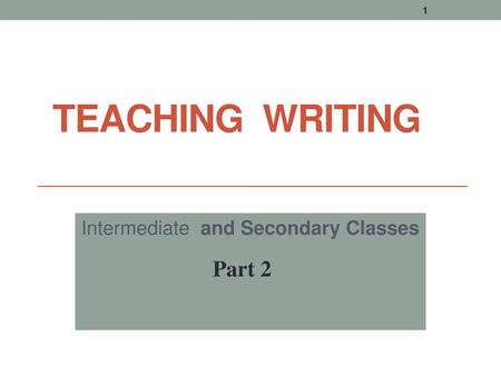 Intermediate and Secondary Classes