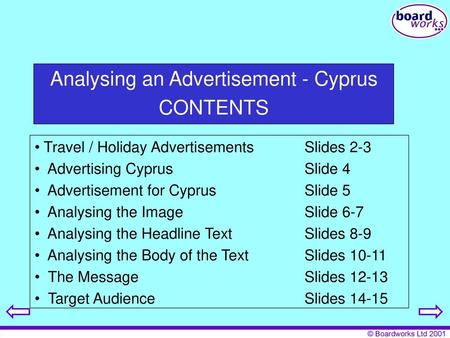 Analysing an Advertisement - Cyprus