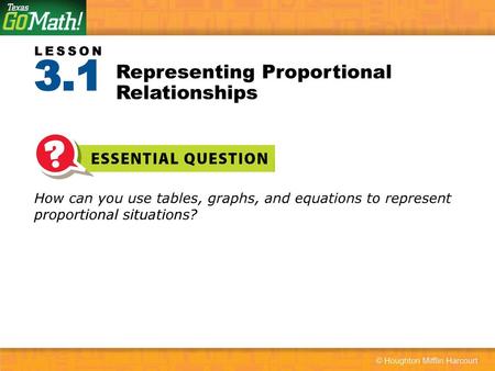 Representing Proportional Relationships