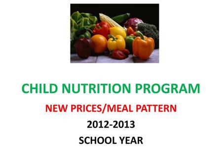 CHILD NUTRITION PROGRAM