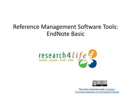Reference Management Software Tools: EndNote Basic