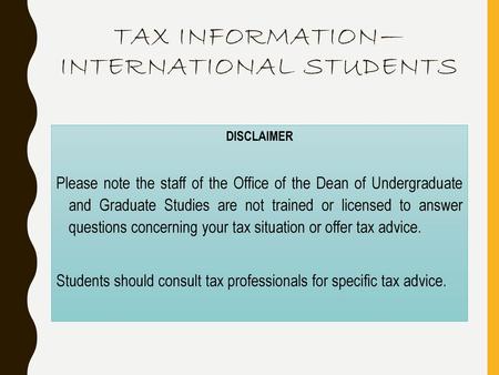 Tax Information—International Students
