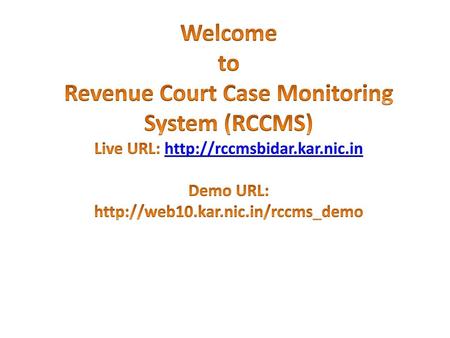 Welcome to Revenue Court Case Monitoring System (RCCMS)