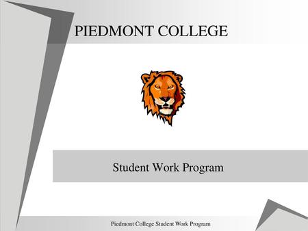 Piedmont College Student Work Program