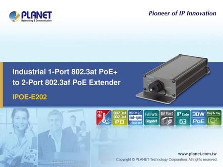 Industrial 1-Port 802.3at PoE+ to 2-Port 802.3af PoE Extender