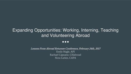 Lessons From Abroad Returnee Conference, February 24th, 2017