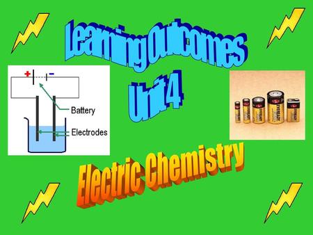 Learning Outcomes Unit 4 Electric Chemistry.