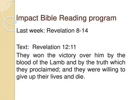 Impact Bible Reading program