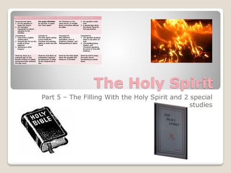 Part 5 – The Filling With the Holy Spirit and 2 special studies