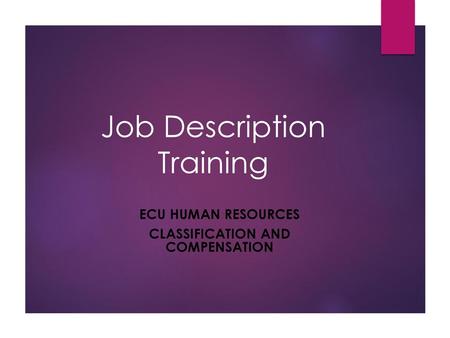 Job Description Training