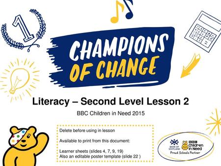 Literacy – Second Level Lesson 2
