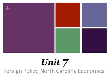 Foreign Policy, North Carolina Economics