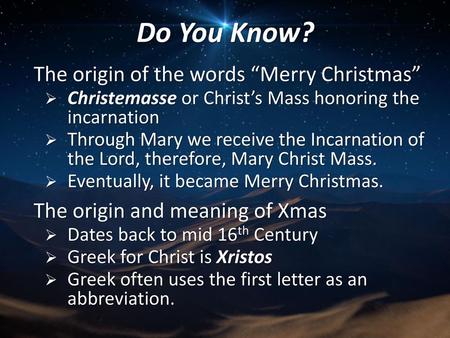 Do You Know? The origin of the words “Merry Christmas”
