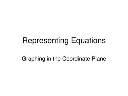 Representing Equations