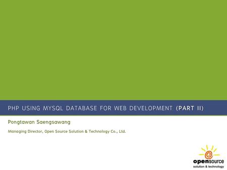 PHP using MySQL Database for Web Development (part II)