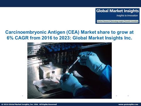 © 2016 Global Market Insights, Inc. USA. All Rights Reserved  Carcinoembryonic Antigen (CEA) Market to reach $2.7bn by 2023
