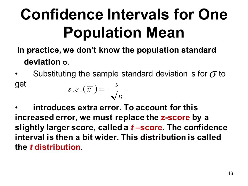 CHAPTER 10 CONFIDENCE INTERVALS FOR ONE SAMPLE POPULATION 