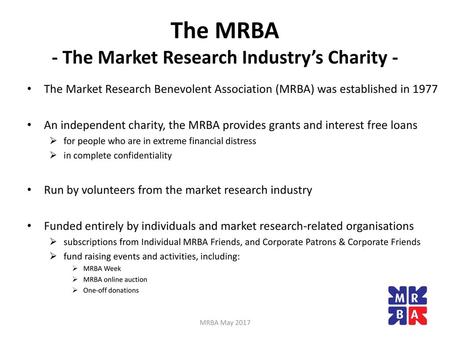 The MRBA - The Market Research Industry’s Charity -